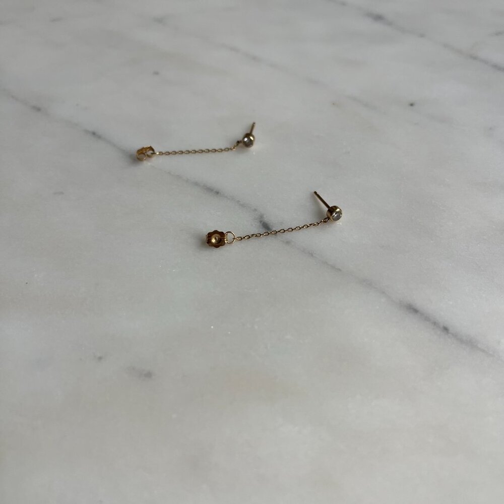 Catbird 14k diamond stud + chain hoop earrings (pair) - Picture 5 of 9